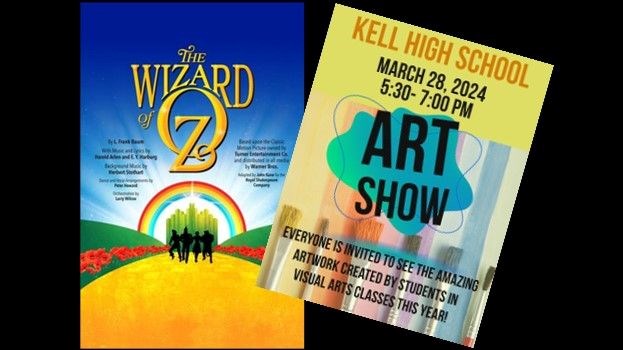 Wizard of Oz and Art Show advertisements
